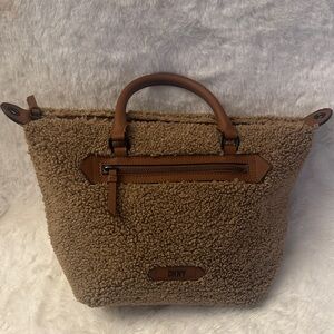 DKNY Beige Shoulder Bag with Brown Trim